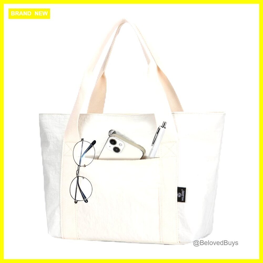 Medium Nylon Tote Bag with Luggage Sleeve Zipper Closure Durable Hand-Washable
